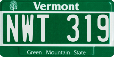 VT license plate NWT319