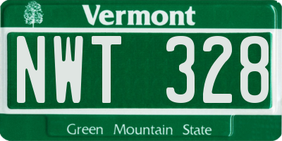VT license plate NWT328