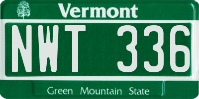 VT license plate NWT336
