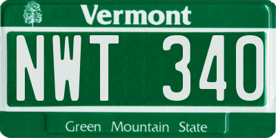 VT license plate NWT340