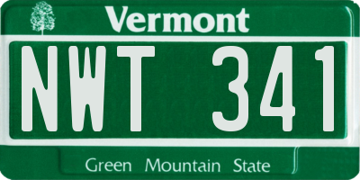 VT license plate NWT341