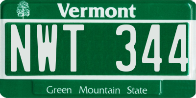 VT license plate NWT344