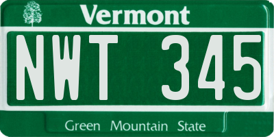 VT license plate NWT345