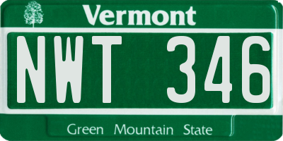 VT license plate NWT346