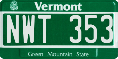 VT license plate NWT353