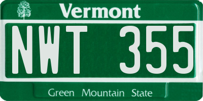 VT license plate NWT355