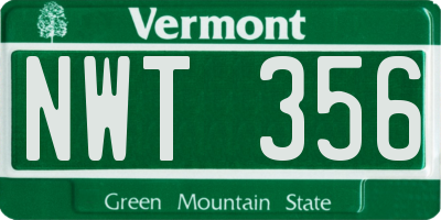 VT license plate NWT356