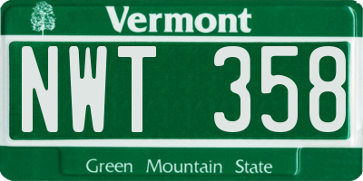 VT license plate NWT358