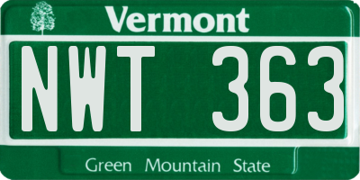 VT license plate NWT363