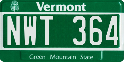 VT license plate NWT364