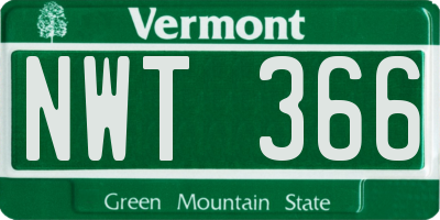 VT license plate NWT366