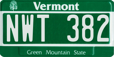 VT license plate NWT382