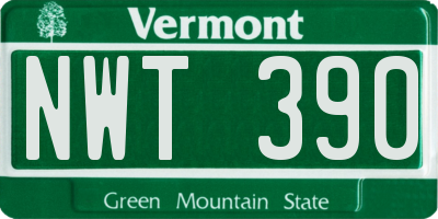 VT license plate NWT390
