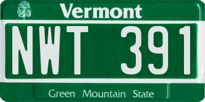 VT license plate NWT391