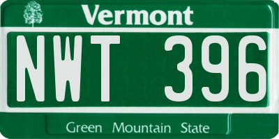VT license plate NWT396