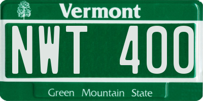 VT license plate NWT400