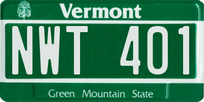 VT license plate NWT401