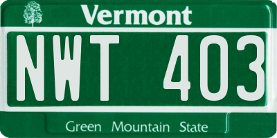 VT license plate NWT403
