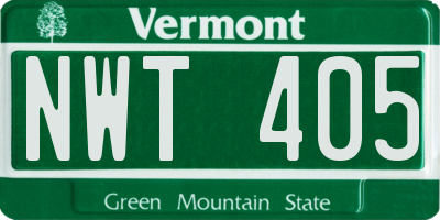 VT license plate NWT405