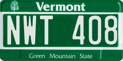 VT license plate NWT408