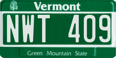 VT license plate NWT409