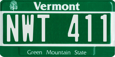 VT license plate NWT411