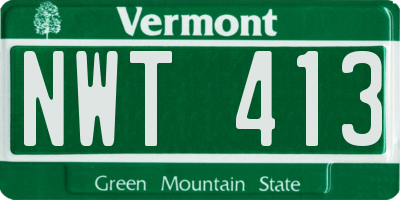 VT license plate NWT413