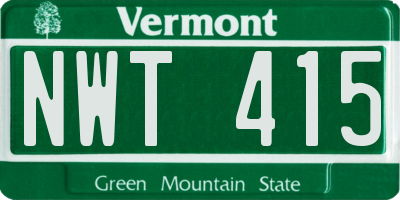 VT license plate NWT415