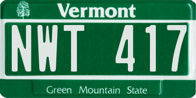 VT license plate NWT417