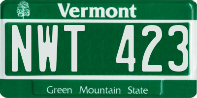 VT license plate NWT423