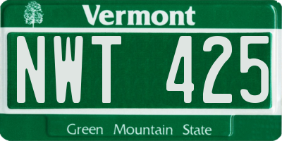 VT license plate NWT425