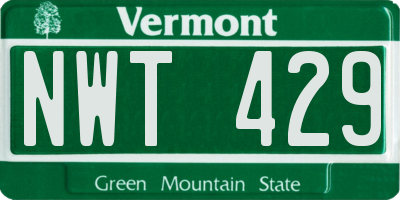 VT license plate NWT429