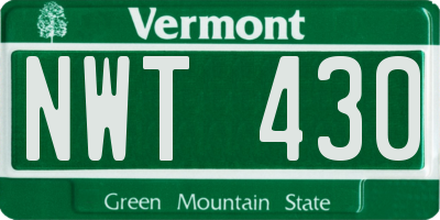 VT license plate NWT430
