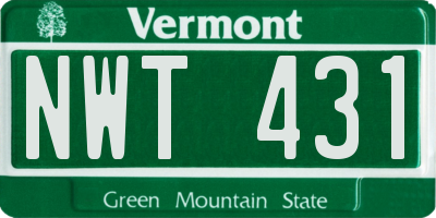 VT license plate NWT431
