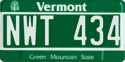 VT license plate NWT434