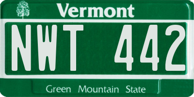 VT license plate NWT442