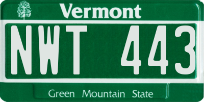VT license plate NWT443