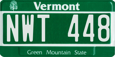 VT license plate NWT448