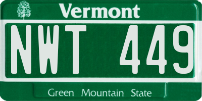 VT license plate NWT449