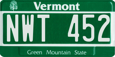 VT license plate NWT452