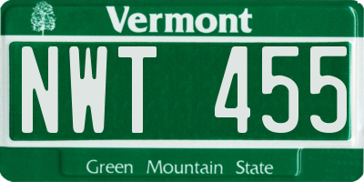 VT license plate NWT455