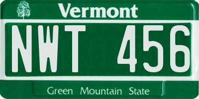VT license plate NWT456