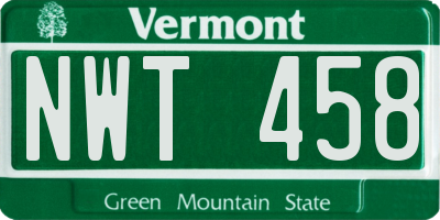 VT license plate NWT458