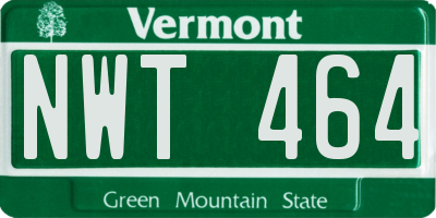 VT license plate NWT464