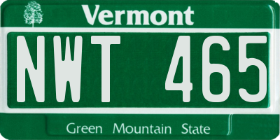 VT license plate NWT465