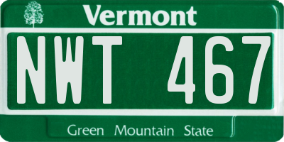 VT license plate NWT467