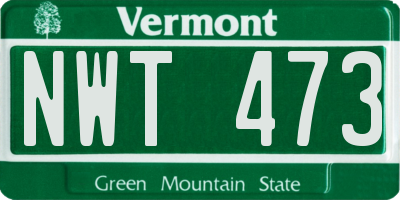 VT license plate NWT473