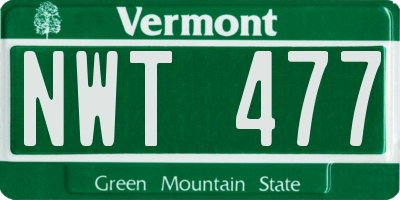 VT license plate NWT477