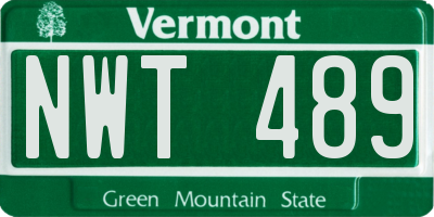 VT license plate NWT489