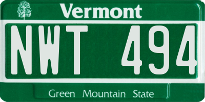 VT license plate NWT494